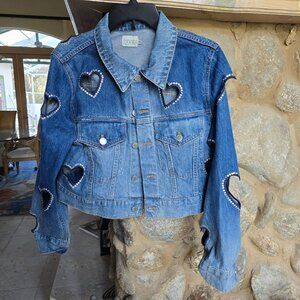 ALICE AND OLIVIA DENIM JACKET Crystal hearts